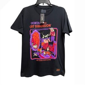Steven Rhodes Portal to the Cat Dimension Black Graphic T-Shirt XL  NWT